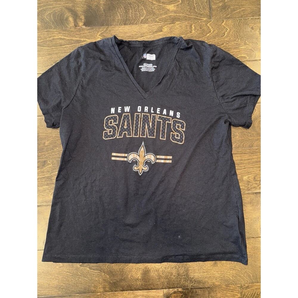 NFL New Orleans Saints Black V-Neck Womens T-Shirt XXL NWT